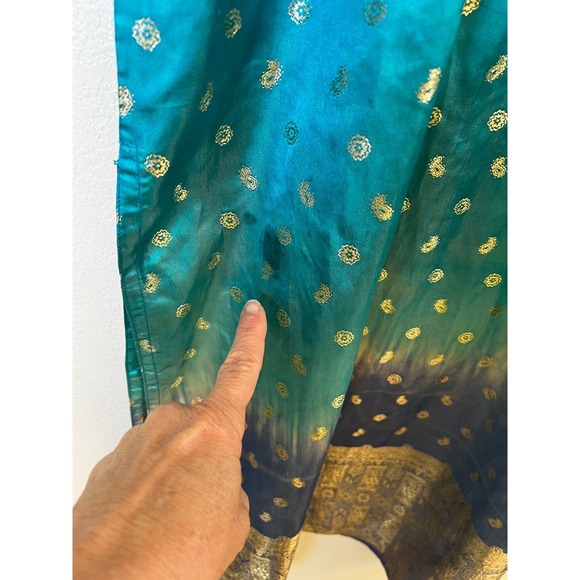 Blue Purple Sari Saree Indian Ethnic Party Bollywood Dress Poshak-e-kas L (READ) - Picture 11 of 11